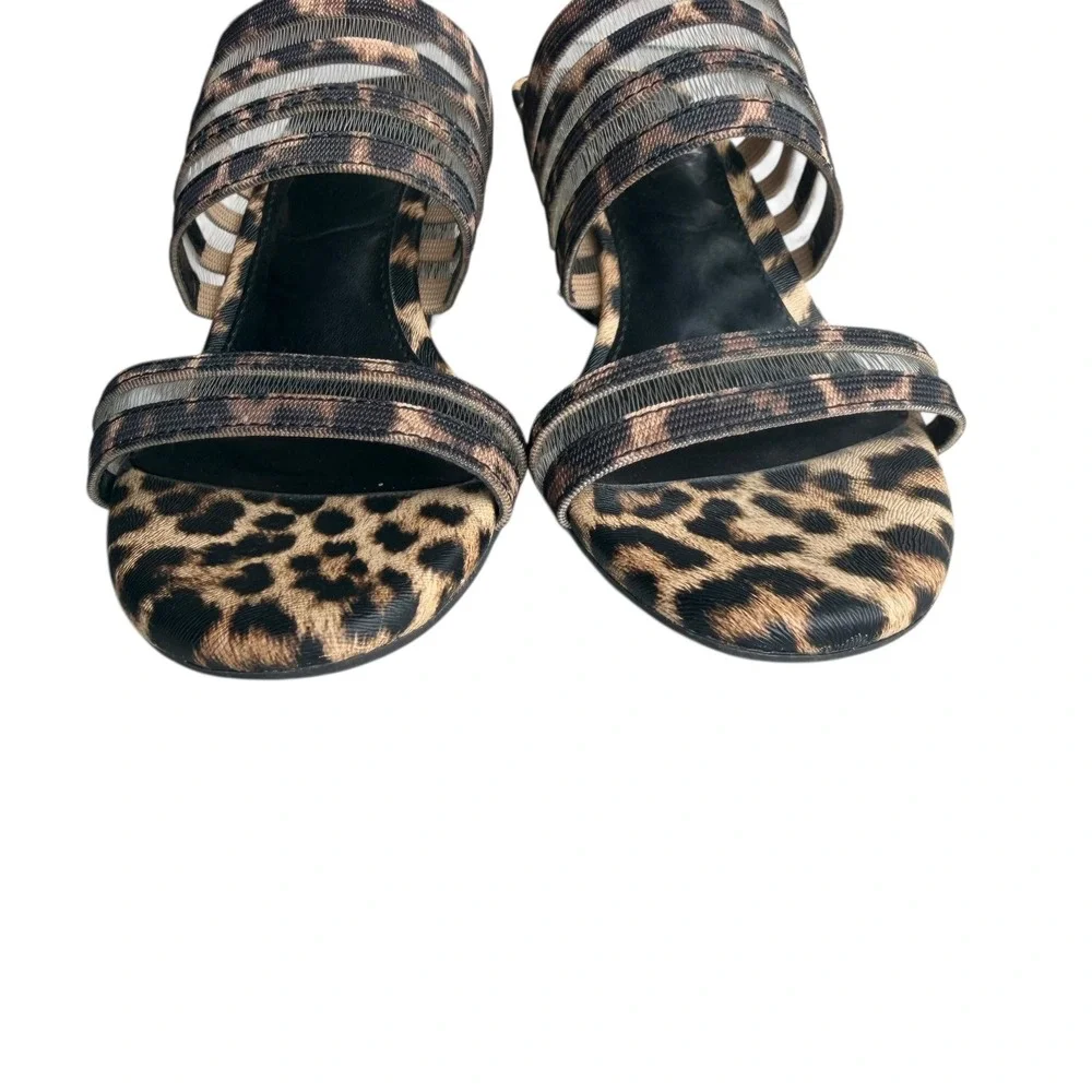 Impo 7.5 M Brown Leopard Print Stretch Memory Foam Noreen Wedge Sandals Boho Y2K